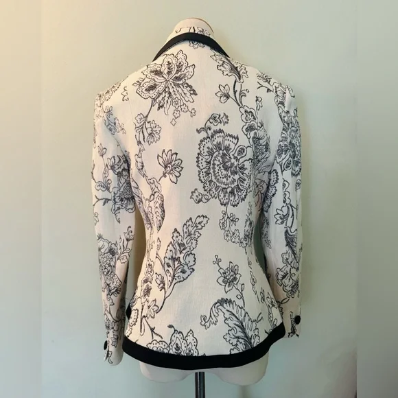 [Zelda] Vintage Black and White Floral Print Lined Blazer Sz: 6 - Picture 11 of 12